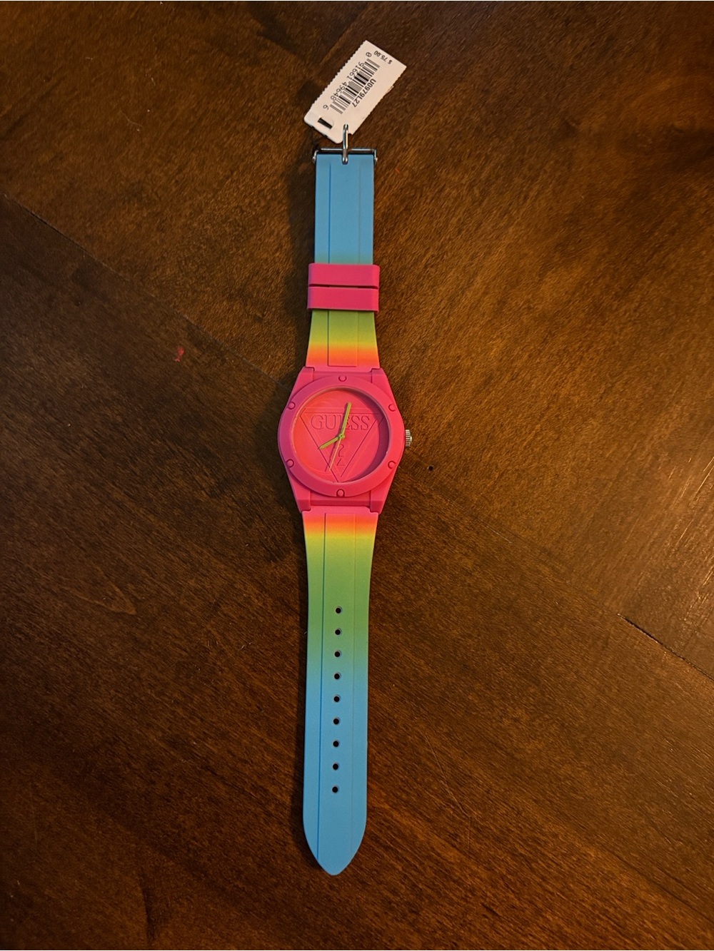 GUESS Rainbow Gradient Silicone Watch - Pink, Yellow, Blue
